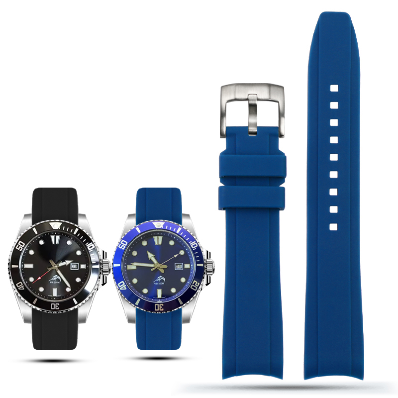 Rubber Strap Diver - 20mm 22mm Curved End Rubber Watchband