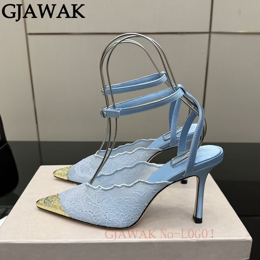 Mesh Strap Metal - Thin High Heels Shoes Women Pointed