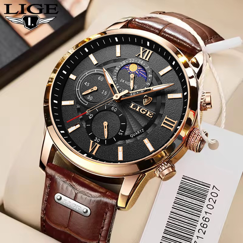 Suede Strap Watch - Men's Watches LIGE Top Brand Luxury