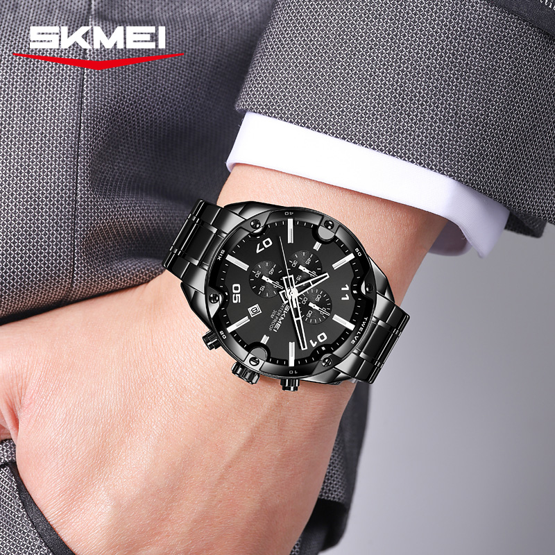 SKMEI 9387 Fashion Calendar Ch - Suede Strap Watch 评论和价格