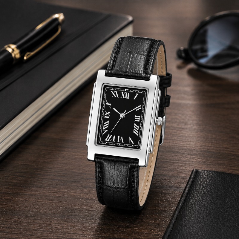 Business Men Analog Quartz Wat - Leather Watch Band Men 评论和价格