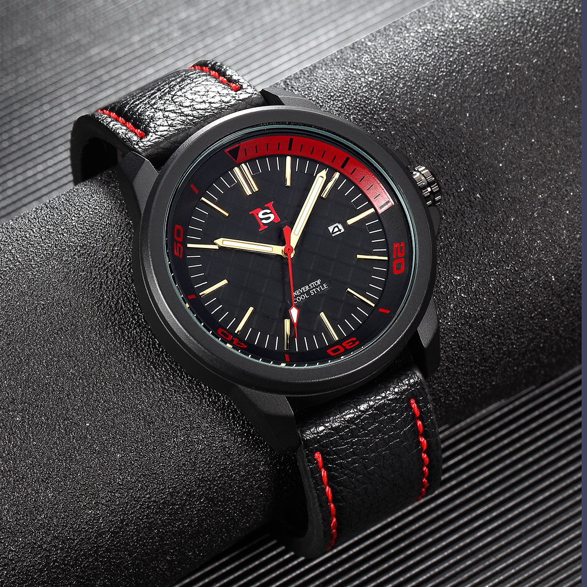 NS Simple Fashion men watch Ou - Suede Strap Watch 评论和价格