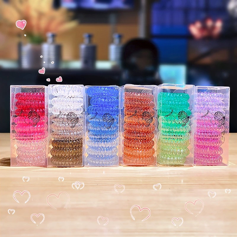 9 Pcs/Box Telephone Wire Elast - Silicone Band Women 评论和价格